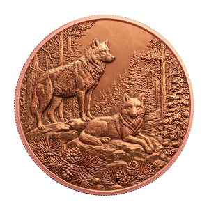 Bulk Order 1 oz 999 Fine <strong>Copper</strong> <strong>Coin</strong> High Relief Wildlife Wolf Theme UV Stamping Gift Collection Factory Price - Product Image 1