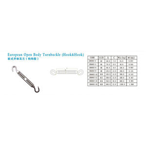 Tendeur à vis en acier inoxydable à corps ouvert Zhibo, style européen, avec crochet, catégorie de produit tendeur à vis - Product Image 1