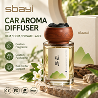 Diffuseur d'arômes pour voiture en bois de Sapele et gypse naturel, longue durée, avec support en verre pour liquide 160 ml, pour camion, fourgonnette, SUV, intérieur de voiture