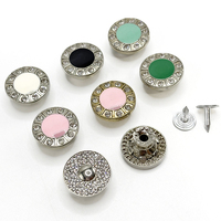 Boutons en alliage de style diamant OEM pour accessoires vestimentaires en gros, équipés de boutons adhésifs colorés