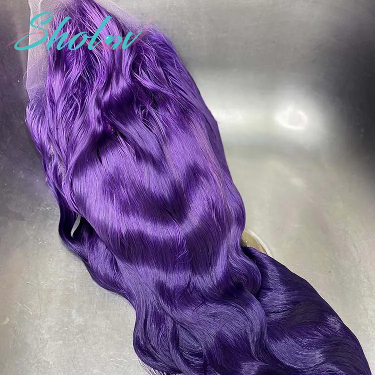 Purple Straight Human Hair Weaves 3 Bundles Purple Pre Colored Human Hair Bundles 10"-26" Brazilian Remy Hair Extensions