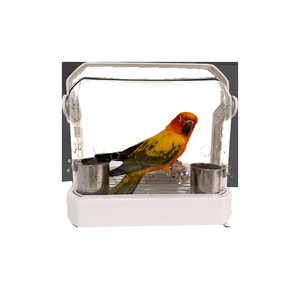 Cage à oiseaux carrée multifonctionnelle portable et anti-éclaboussures pour le transport, cage transparente pour perruches d'intérieur, construction en métal PET - Product Image 6