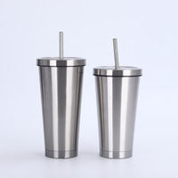 Offre Spéciale – Tasse à café personnalisable DIY 16oz 24oz, gobelet de voyage en acier inoxydable à double paroi avec paille