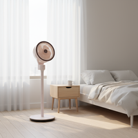 Ventilador Inteligente con Control por Voz, 3 Velocidades Ajustables, Cabezal Automático, Manual, Alcance de 6m, Aspas Antibacterianas, para el Hogar