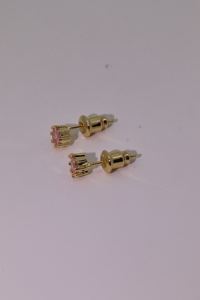 Tianyu Gems Classic Minimalist Pink Round <b>Opal</b> Stud <b>Earrings</b> for Women - Brass Gold-Plated Eight-Prong Setting - Product Image 2