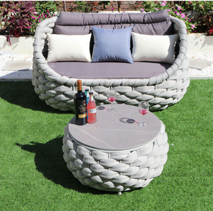 Meubles de patio en aluminium pour <span class=keywords><strong>balcon</strong></span> Meubles en osier Terraza Aluminio Restaurant <span class=keywords><strong>Canapé</strong></span>-lit d'extérieur - Product Image 1