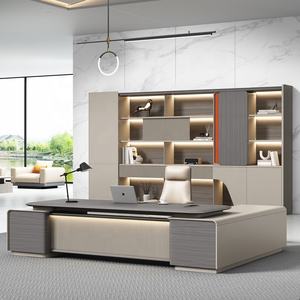 プレミアムエグゼクティブデスクセット（椅子付き） モダンラグジュアリーホームオフィス家具、収納付き木製オフィスデスク - Product Image 2