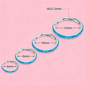 Piercings d'oreille, d'os et de nez personnalisés en titane G23 avec <span class=keywords><strong>opale</strong></span> incrustée de précision, <span class=keywords><strong>fermeture</strong></span> plate lisse, clous pour piercing / Cz - Product Image 6