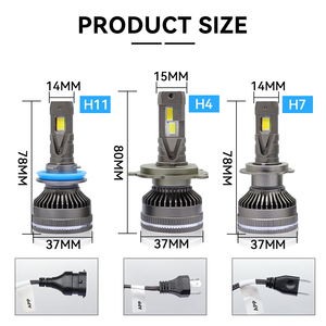 Ampoules de phares LED H4 super lumineuses, contrôlables par application, 130W 11000LM 12V, garantie de 2 ans, phares universels pour voitures H4/H7/H11 - Product Image 2