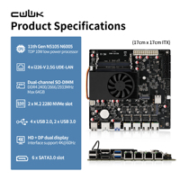 CWWK M12 N6005 NAS-Mainboard mit 6 Einschüben, 4 x 2,5GbE i226V LAN, 2 x M.2 NVMe, 6 x SATA3.0, DDR4, Homelab Mini-ITX-Mainboard