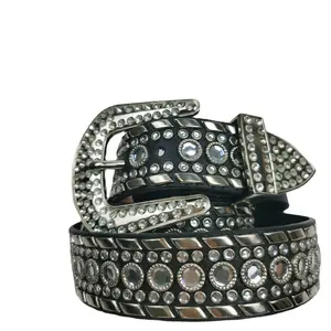 Cinturón personalizado de pelo de poni para mujer, hebilla de pin de diamantes de imitación de cristal, 2023