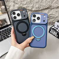 Funda magnética esmerilada original para iPhone 17 16 15 14 Pro Max con soporte mate y marco de cámara convertido, cubierta trasera