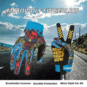 Guantes de Motocicleta Motowolf de Medio Dedo, de Poliéster Elástico, Resistentes al Desgaste, Retro, Transpirables, para Verano - Product Image 2