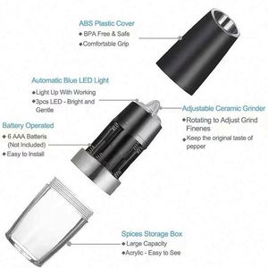 Stainless Steel Holder <b>Battery</b> <b>Operated</b> Stainless Steel Electric Gravity Spice Salt and Pepper Grinder Mill - Product Image 6