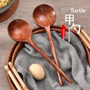 Cuillère à soupe en bois japonaise Ajisen <span class=keywords><strong>Lamian</strong></span> Noodles, cuillère à riz à long manche, personnalisation d'usine - Product Image 3