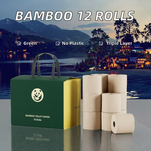 KIYA Papel Higiénico de Bambú Suave de 12 Rollos, Sin Plástico y Reutilizable, de 3 Capas, Desechable por el Inodoro, Seguro para Fosas Sépticas, Sin Blanquear, Marrón, Sin Árboles - Product Image 2