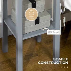 Mesa auxiliar de 2 niveles con cajón, mesa auxiliar estrecha gris con estante inferior para sala de estar o dormitorio - Product Image 4