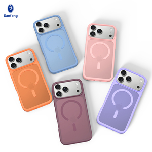 Étui de téléphone magnétique de luxe pour <span class=keywords><strong>iPhone</strong></span> 18 17 <span class=keywords><strong>Pro</strong></span> Max, finition mate cerise foncée, toucher soyeux, antichoc, <span class=keywords><strong>coque</strong></span> de protection personnalisée pour téléphone portable - Product Image 1