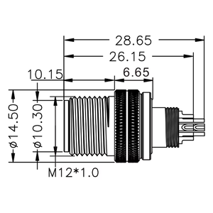 Connecteur d'aviation mâle M12 surmoulé 3, 4, 5, 8, 12, 17 broches, étanche IP67 pour applications automobiles et extérieures, -25~+85°C - Product Image 3