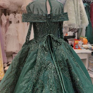 Robe de bal musulmane Lsany222, robe de mariée scintillante et moelleuse, perles luxueuses, appliques en dentelle, organza antistatique, robe de soirée - Product Image 6