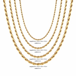 Collar de Cadena Trenzada de Acero Inoxidable Chapado en Oro de 18K OEM, Collar de Moda para Fiestas Unisex - Product Image 4