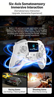 Manette de jeu sans fil Android à écran intelligent SN-2403, 3 modes pour mobile, manette programmable avec boutons arrière, manette de jeu six axes
