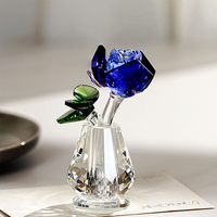 Bouquet de roses en cristal transparent fait à la main, figurine romantique, cadeaux floraux pour femme, maman, anniversaire, mariage