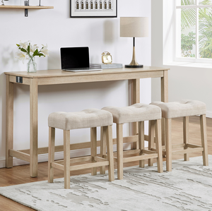4 Piece Bar Table Set with Power Outlet,Bar Table Set with Chairs,<b>Sofa</b> Bar Table with <b>Stools</b> - Product Image 2