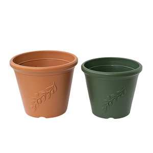<span class=keywords><strong>Maceta</strong></span> de Plástico PP Verde y Terracota, Diseño Cónico con Relieve de Hojas, Ligera y Duradera, para Decoración del Hogar y Exteriores - Product Image 1
