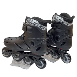 Patins à roulettes Jing Stock Urban Freestyle Slalom Noir Blanc 4 roues à coque rigide pour adulte - Product Image 2