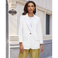 Blazers décontractés légers pour femmes 2026 en Spandex/Polyester, sans doublure, à bouton unique, vestes de costume longues tendance printemps-été