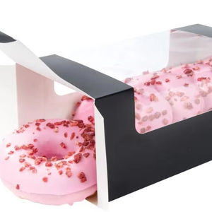 Cajas para Pastelería, Cajas Desechables para Donuts con Ventana Transparente, Cajas de Papel Negro para Empacar Galletas, Muffins, Cupcakes y Mini Pasteles - Product Image 1