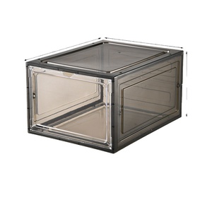 Wholesale Transparent <b>Plastic</b> Sneaker Stackable Shoe <b>Storage</b> Boxes Drop Front Acrylic <b>Drawer</b> Type Magnetic Clear Shoe Box - Product Image 1