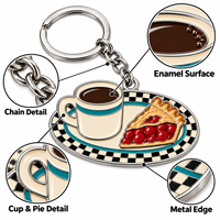 Porte-clés personnalisé en métal pour café, 5 cm, avec logo, cadeau pour cafés, restaurants, voyages, boutiques de souvenirs, vente en gros