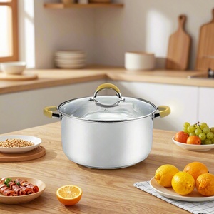 Kitchen <b>Induction</b> Cooker Stainless Steel Stock <b>Pot</b> Ollas De Acero Inox Cooking <b>Pot</b> With Pvd Gold Plated Handle - Product Image 4