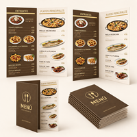 Impression de menus de restaurant pliés sur mesure, menus en papier à deux volets avec dorure à chaud pour bistro espagnol, café occidental, hôtel
