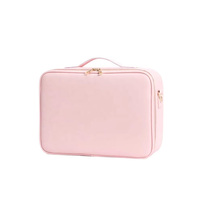 Trousse de maquillage Portable avec éclairage LED, organisateur de voyage personnalisé avec miroir coiffeuse