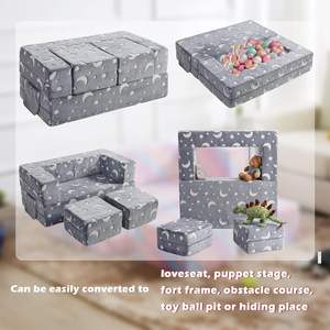 Canapé convertible 3 en 1 en mousse peluche pliable moderne pour enfants, canapé pour tout-petits pour la chambre à coucher et le salon - Product Image 4