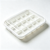 Conteneur alimentaire en plastique PET à compartiments multiples, base blanche, couvercle transparent, épaisseur personnalisable, thermoformage, portion de gâteau