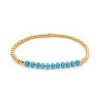 Style Européen Américain 5mm Face Turquoise Perlé 18K Or Perles pour Bracelet À La Main Croix DIY Bracelet Perlé pour Femme Fille