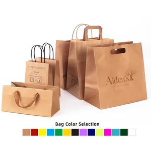 Custom Eco Friendly Brown Gift Shopping Takeaway Paper Kraft Packaging Bags With Your Own Logo Bolsas De Papel Kraft Bag