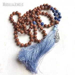 MN35049 Self Acceptance Mala Sandalwood <strong>Sodalite</strong> Mala <strong>Necklace</strong> Knotted Between Beads 108 Beads Mala - Product Image 6