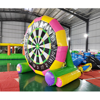 Jeu de fléchettes géant gonflable de 3,5 m de haut avec cible en velcro et ballons collants pour le plaisir à la maison dans la cour