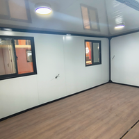 Casa Contenedor Expandible con Iluminación LED, Casa Pequeña de Doble Ala, Negra, Moderna, Modular, para Campo o Granja, Venta al Por Mayor, OEM