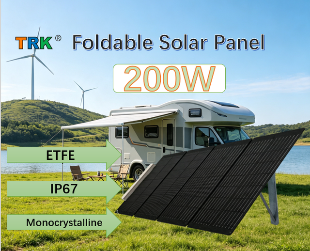 Portable 200W Foldable Solar Panel ETFE Monocrystalline IP67 Waterproof for Van Boat
