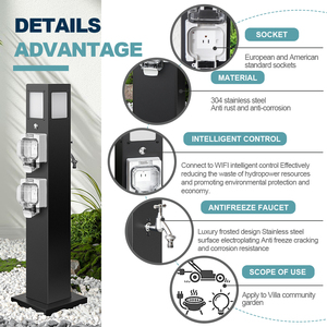 Biệt thự sân vườn ngoài trời không thấm nước chuyển đổi thép không gỉ nước và điện tích hợp cột với wifi thông minh kiểm soát - Product Image 3
