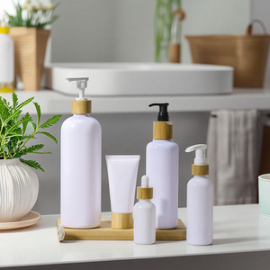 Thân Thiện Với Môi Bao Bì Mỹ Phẩm 250Ml Kem Jar 100Ml/150Ml/250Ml/500Ml Trắng Chai Nhựa Vít Cap Nắp Tre Khắc Phun - Product Image 3