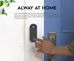 <span class=keywords><strong>Sonnette</strong></span> vidéo intelligente Tuya 90 °   Caméra de sécurité WiFi avec audio bidirectionnel et vision nocturne infrarouge - Product Image 2