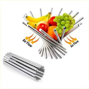 ที่ใส่ผลไม้สีส้มขนาดใหญ่ ชามผลไม้ทันสมัยสีเงิน ตะกร้าครัวสแตนเลส - Product Image 3