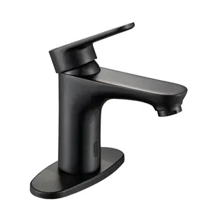 Black Bathroom Faucets Hot And Cold Water Mixer Automatic Sensor Faucet Black Luxury Single Hole Black Basin Faucet